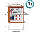 Endverteiler 44kVA mit Anbaugerätestecker 63A, DS-Zähler, RCD Typ B und RCD Typ A, 10 LS, 4 CEE-Abgang 16-32A und 6 Schukos