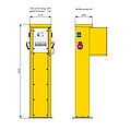 Energiesäule aus Edelstahl mit einem RCD TypA, 4 LS, 2 CEE-Abgängen 16-32A und 2 Schukos