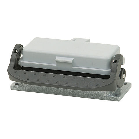 Panel housing B16, BA6, BB32, D40, DD72 and MOB16 from aluminium, height 28mm with self-closing plastic spring cover and single locking system