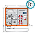 Verteilerschrank 173kVA mit 4 RCDs Typ B und 2 RCDs Typ A, 12 LS, 9 CEE-Abgänge 16-125A und 6 Schukos