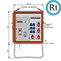 Verteilerschrank 44kVA mit RCD Typ B und RCD Typ A, 10 LS, 4 CEE-Abgänge 16-32A und 6 Schukos