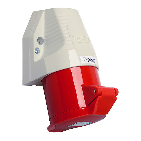 Wandsteckdose zur Außenbefestigung 16A 7P 6h mit einer Kabeleinführung oben