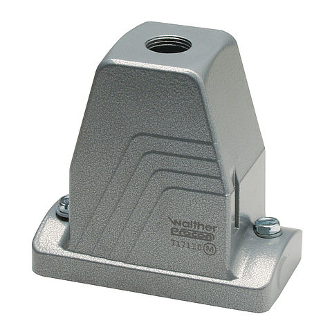 Hood B10 from aluminium, height 100mm, screwable, with one straight cable entry M25 without nozzle in grey