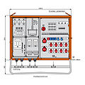 Anschlussverteilerschrank 173kVA mit 3 RCDs TypA, 20 LS, 12 CEE-Abgängen 16-63A, eine Anbaudose Typ25 und 4 Anbaudosen Typ23