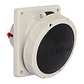 Waterproof panel socket angled 16A 4P 7h with flange 100x92mm
