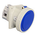 Waterproof panel socket angled 125A 3P 6h with flange 114x114mm