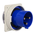 Waterproof panel appliance inlet straight 125A 3P 6h with screwed flange 130x130mm and pilot contact