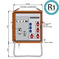 Verteilerschrank für Container 55kVA mit  RCD Typ B und RCD Typ A, 7 LS, 4 CEE-Abgänge 32A und 3 Schukos