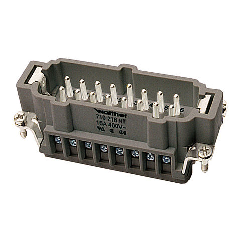 Male insert, B series HT 16+P with wire protection and numbering from 1-16