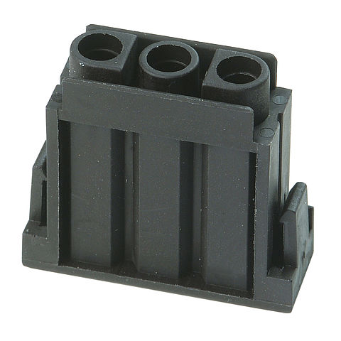 Crimp contact carrier from the series MO 3P coax for pin contacts and with a numbering of 1-3
