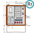 Anschlussverteilerschrank 69kVA mit Zählerplatz, 3 RCDs Typ B, 10 LS, 6 CEE-Abgänge 16-63A und 6 Schukos