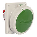 Waterproof panel socket angled 32A 4P 2h with flange 100x92mm