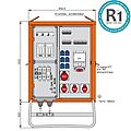 Verteilerschrank 138kVA mit 2 RCDs Typ B und RCD Typ A, 11 LS, 4 CEE-Abgänge 16-125A und 6 Schukos