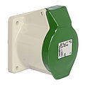 Panel socket straight 32A 4P 2h with flange 75x75mm