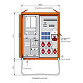 Anschlussverteilerschrank 44kVA mit Zählerplatz -Österreich-, NH-Abgang, RCD TypA, 11 LS, 6 CEE-Abgängen 16-63A und 6 Schukos