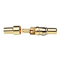 Pin contact for crimp and solder terminal from the series MO 3P coax, gilded and for cable size RG174,179,316