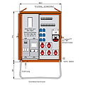 Anschlussverteilerschrank 44kVA mit Zählerplatz -Luxemburg-, 1 RCD TypB und 1 RCD TypA, 11 LS, 6 CEE-Abgängen 16-63A und 6 Schukos