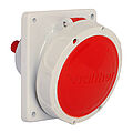 Waterproof panel socket angled 16A 3P 9h with flange 68x62mm