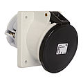 Panel socket angled 16A 4P 7h with flange 100x92mm