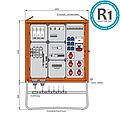 Beleuchtungsverteiler 111kVA mit 2 RCDs Typ B und 2 RCDs Typ A, digitale Zeitschaltuhr, 3 H-O-A-Schalter, 17 LS, 6 CEE-Abgänge 16-63A und 6 Schukos