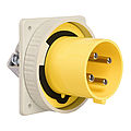 Waterproof panel appliance inlet straight 125A 4P 4h with screwed flange 130x130mm and pilot contact