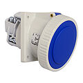 Waterproof panel socket angled 125A 5P 9h with flange 114x114mm