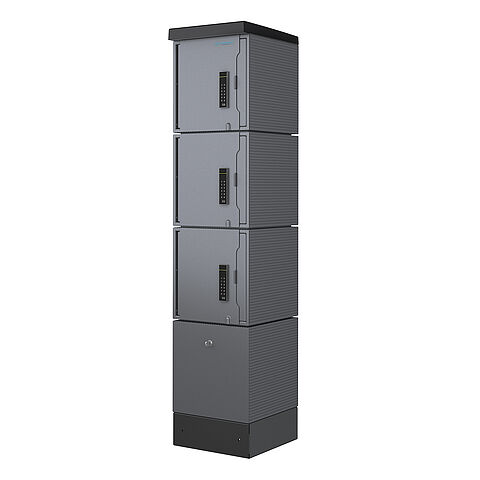 E-Bike Ladestation CUBE mit 3 Ladefächern und PIN & RFID-Schließung