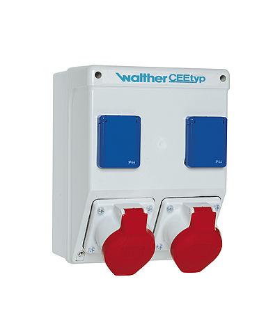 Plastic socket combination In: 16A with two CEE outlets 16A, 2 isolated ground receptacles, two terminal sets K10 5P and terminal set K10 3P