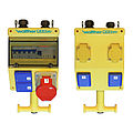Plastic suspension-type combination In: 40A with one RCD Type A, three MCBs, one CEE outlet 32A, 6 isolated ground receptacles, two RJ45 and connection up to 25 qmm 5P