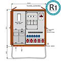 Anschlussverteilerschrank 69kVA mit Zählerplatz, 2 RCDs Typ B und RCD Typ A, 11 LS, 6 CEE-Abgänge 16-63A und 6 Schukos