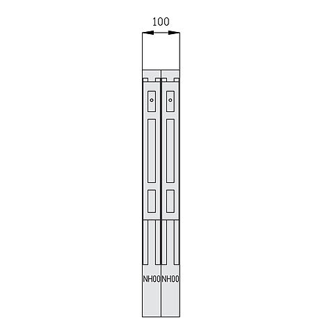 Sicherungslastschaltleiste 100mm breit mit 2 NH00