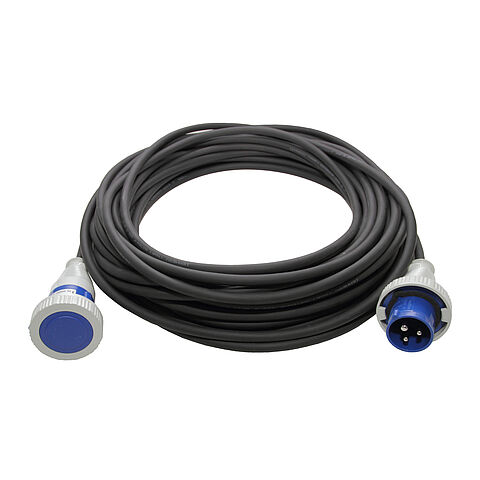 CEE extension cable with plug and coupler 16A 3P 230V 6h IP67, length 25m, type H07RN-F 3G2.5