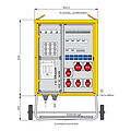 Mobiler Fest- und Marktplatzverteiler mit 4 RCDs TypA, 12 WS-Zähler, 10 LS, 6 CEE-Abgängen 16-63A und 6 Schukos