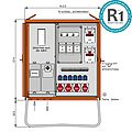 Anschlussverteilerschrank bis 69kVA mit Zählerplatz, 3 RCDs Typ B, 10 LS, 6 CEE-Abgänge 16-63A und 6 Schukos