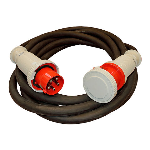CEE extenxion cable with plug and coupler 125A 5P 400V 6h IP67, length 5m, type H07RN-F 5G35