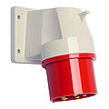 Panel appliance inlet angled 63A 3P 4h with screwed flange housing 114x114mm and pilot contact