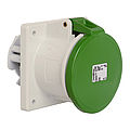 Panel socket angled 63A 4P 10h with flange 107x100mm