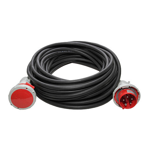 CEE extension cable with plug and coupler 16A 5P 400V 6h IP67, length 50m, type H07RN-F 5G2.5